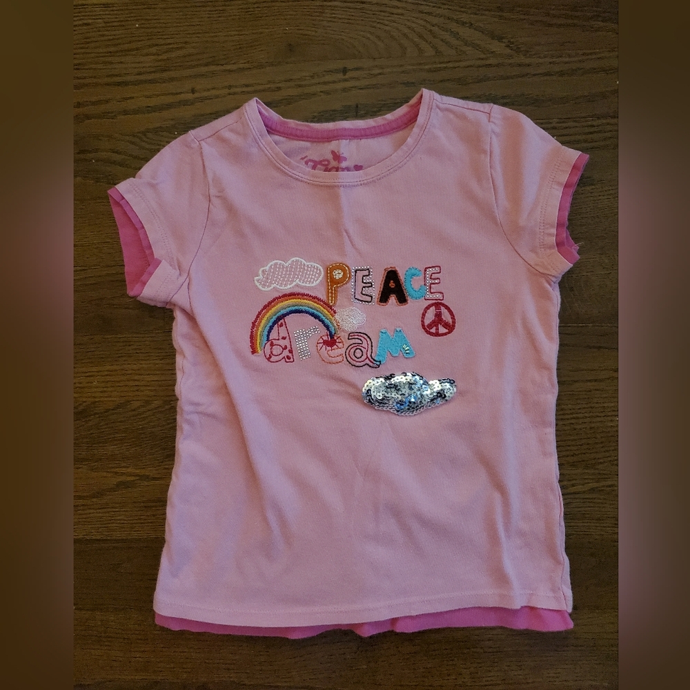 Vintage GAP Girls Small 6/7 pink "peace dream" tee